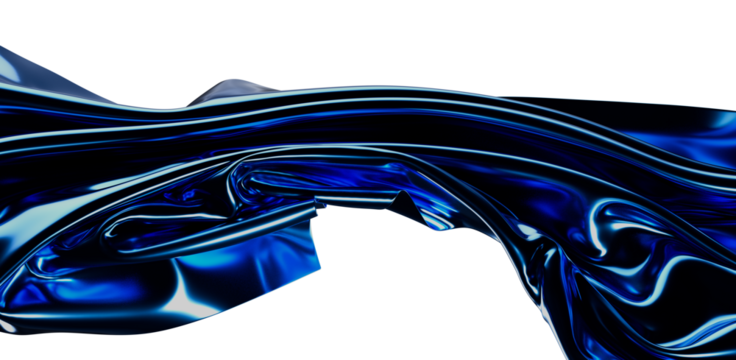 Elegant abstract background of a glossy, flowing blue fabric with a wave pattern. Perfect for digital art, wallpaper, or creative design project