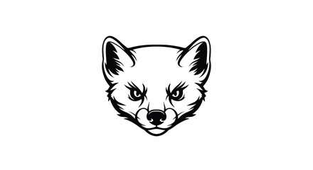 Black and white fox head logo illustration with angry expression