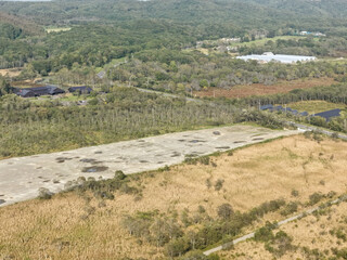 Aerial view of a large solar power plant construction site near Kushiro Wetland, Hokkaido, Japan – Editorial Use Only