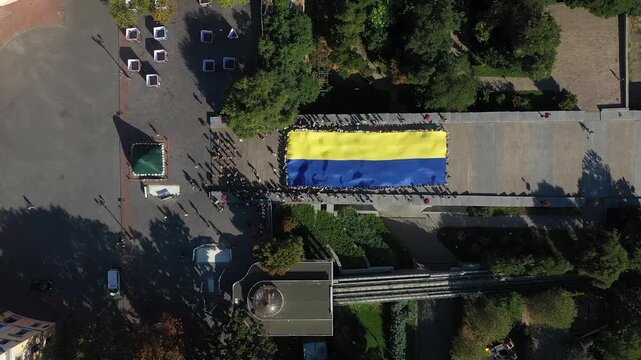 Potemkin Stairs in Odesa United Under the Ukrainian Flag