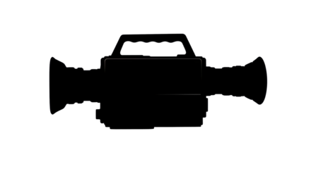 Silhouette of an old style camera with lights isolated PNG with Transparent Background