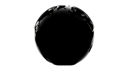 Black earth globe showing the planet on the axis isolated PNG with Transparent Background