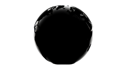 Black earth globe showing the planet on the axis isolated PNG with Transparent Background