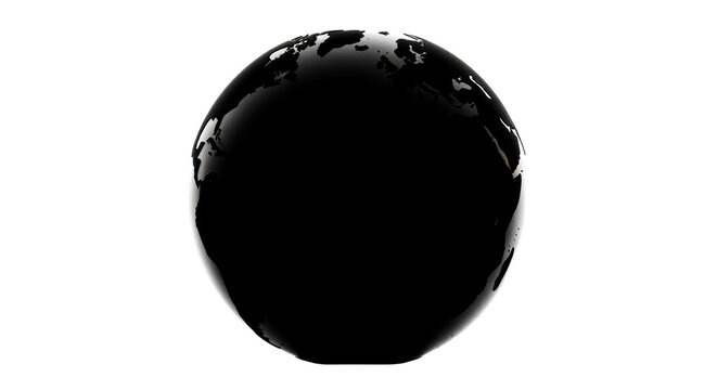 Black earth globe showing the planet on the axis isolated PNG with Transparent Background