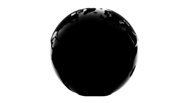 Black earth globe showing the planet on the axis isolated PNG with Transparent Background - Powered by Adobe