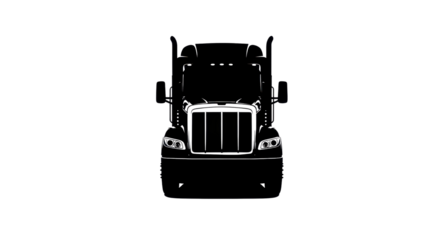 Front view of a commercial transport truck isolated PNG with Transparent Background