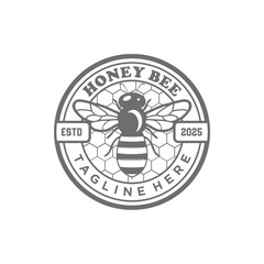 Minimalist style honey bee vector logo design