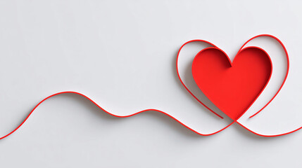 Heart shaped line on white background for Valentine's Day, Mother's Day greetings,