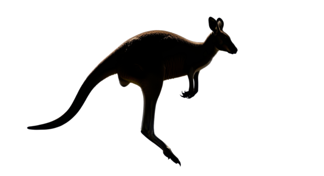 Kangaroo jumping, wildlife in action isolated PNG with Transparent Background