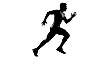 Silhouette of a man running in action isolated PNG with Transparent Background