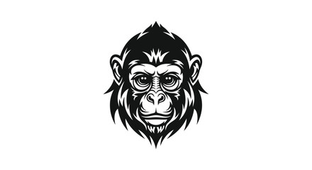 Black and white gorilla head tribal tattoo style vector