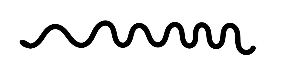 Black wavy line stroke for decorative dividers, underlines, highlights, and creative graphic elements. Isolated on transparent background