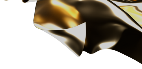 Elegant abstract background featuring a swirling gold and silver metallic surface with highlights and shadows, perfect for artistic and design p