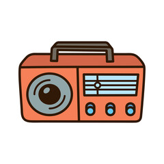 Orange and Gray Classic Radio with Transparent Background and Pixelated Style