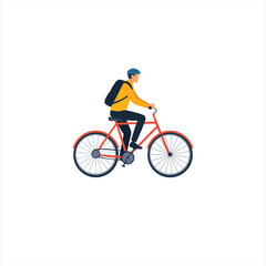 Flat Vector Cyclist Riding Bicycle