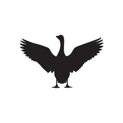 Goose Silhouette with Spread Wings Bird Vector Illustration
