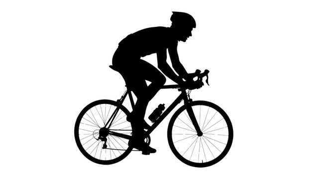 Cyclist riding a road bike silhouette isolated PNG with Transparent Background
