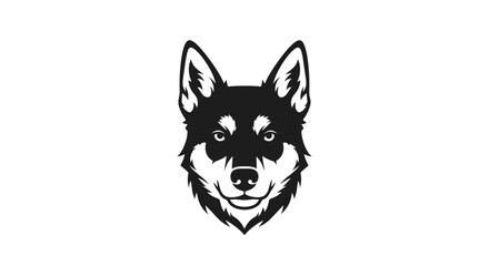 Black and white husky dog head logo on white background