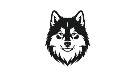 Black and white husky dog head logo illustration animal