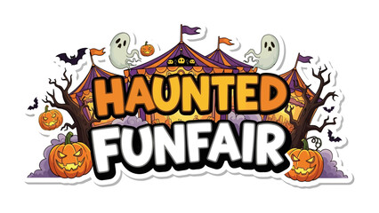 Haunted Funfair Illustration: This Halloween-themed illustration is bursting with spooky, festive cheer.