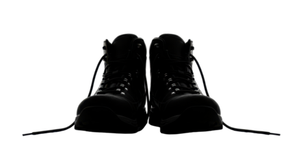 Pair of black work boots silhouette isolated PNG with Transparent Background