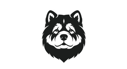 Black and white husky dog head logo on white background