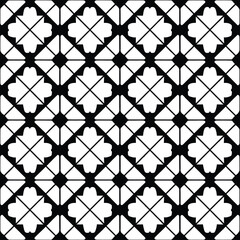 Geometric black and white pattern with repeating diamond and square motifs