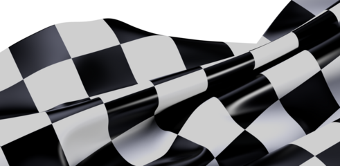 Realistic illustration of a checkered flag waving, representing racing, victory, and competition. Perfect for sports and speed themes. Available