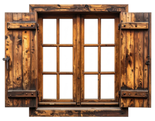 Aged wooden window with shutters (1)