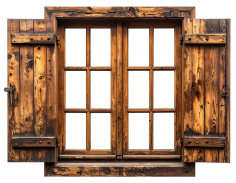 Aged wooden window with shutters (1)