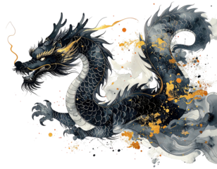 Majestic dragon in stylized ink wash