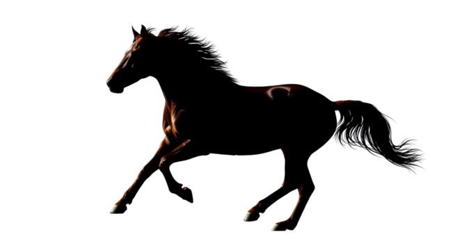 Dark horse running wild isolated PNG with Transparent Background