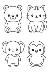 Cute cartoon baby animal heads collection in vector art style