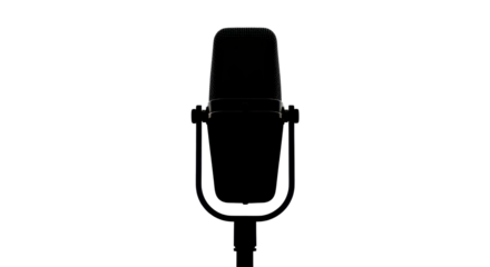 Studio microphone silhouette for audio recording isolated PNG with Transparent Background