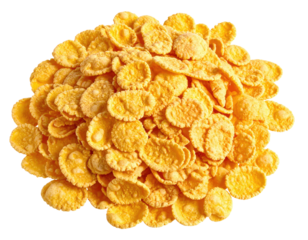 Pile of golden corn flakes
