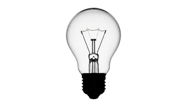 Incandescent light bulb in studio shot isolated PNG with Transparent Background