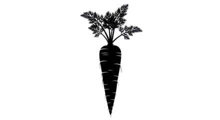 Black and white carrot silhouette for print or web design isolated PNG with Transparent Background