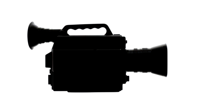 Silhouette of a retro film camera isolated PNG with Transparent Background