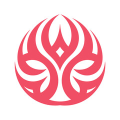 Abstract pink tribal circular logo design on white background vector