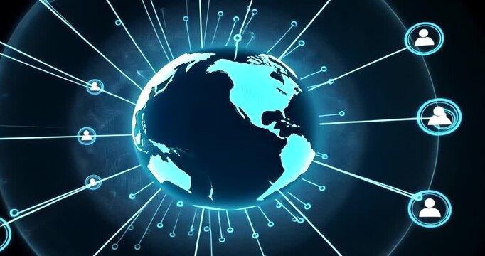 Digital globe with network connections and users