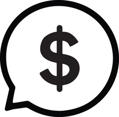 Black dollar sign inside a speech bubble icon money