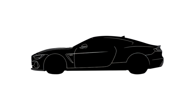Car silhouette illustration isolated PNG with Transparent Background