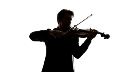 Violinist playing a song on violin isolated PNG with Transparent Background