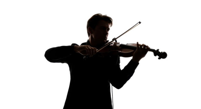 Violinist playing a song on violin isolated PNG with Transparent Background