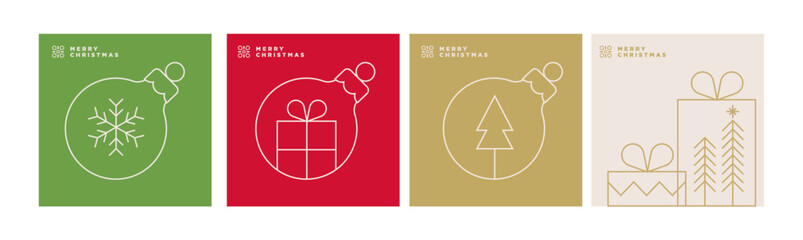 Merry Christmas and Happy New Year greeting cards. Vector illustration templates for holiday greeting card, background, website and social media banner, marketing material.