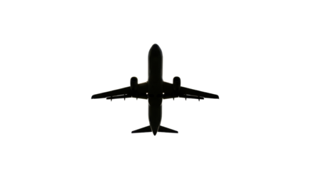 Silhouette of an airplane flying in the sky isolated PNG with Transparent Background