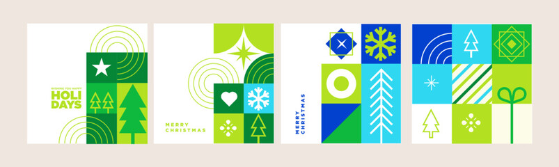 Christmas and New Year cards. Vector illustrations for holiday greeting card, background, website and social media banner, marketing material. © PureSolution