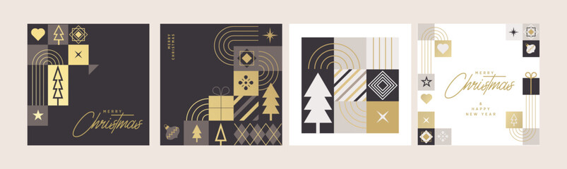 Set of Christmas and New Year holiday cards. Vector illustration templates for holiday greeting card, background, website and social media banner, marketing material. © PureSolution