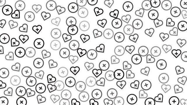 Pattern abstract heart and plus sign background showcasing a repeating modern and lovefilled design.