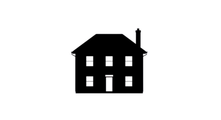 Black silhouette of a house with chimney for real estate concepts isolated PNG with Transparent Background
